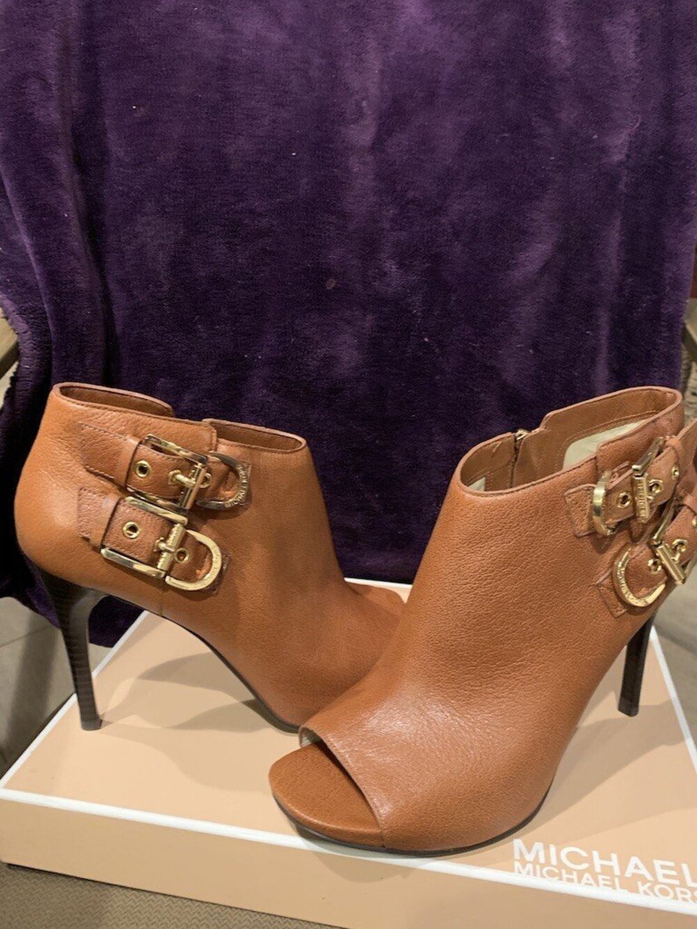 Michael Kors Cheyenne Brown Leather Ankle Booties